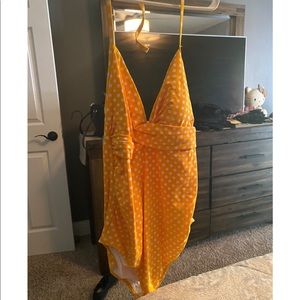 Maternity yellow polka dot bathing suit